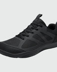 Dannto Aero N3 - men's black wide toe box barefoot shoes shown from a three quarter view