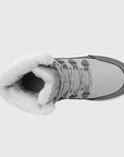 Dannto women‘s light gray winter snow Boots shown from the top