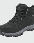 Dannto men‘s black winter snow Boots shown at a side angle