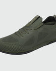 Dannto green zero drop barefoot sneakers shown from a three quarter view