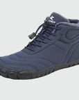 Dannto unisex‘s blue winter snow Boots shown at a side angle