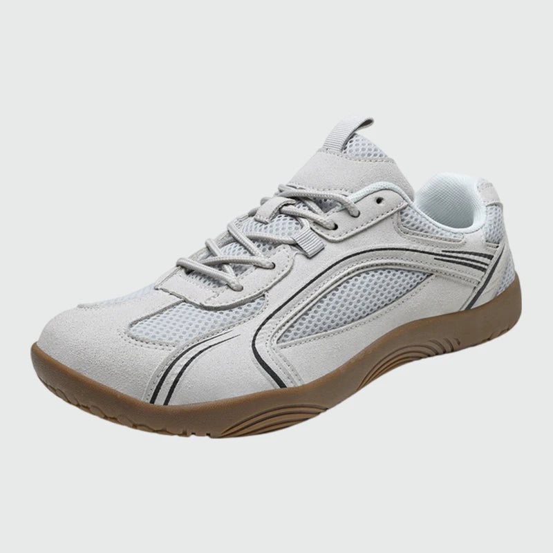 Dannto Aero N1 - men's and women's white wide toe box barefoot shoes shown from a three quarter view