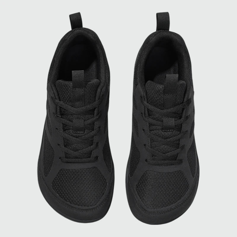 Dannto Aero N3 - men's black wide toe box barefoot shoes shown from the top