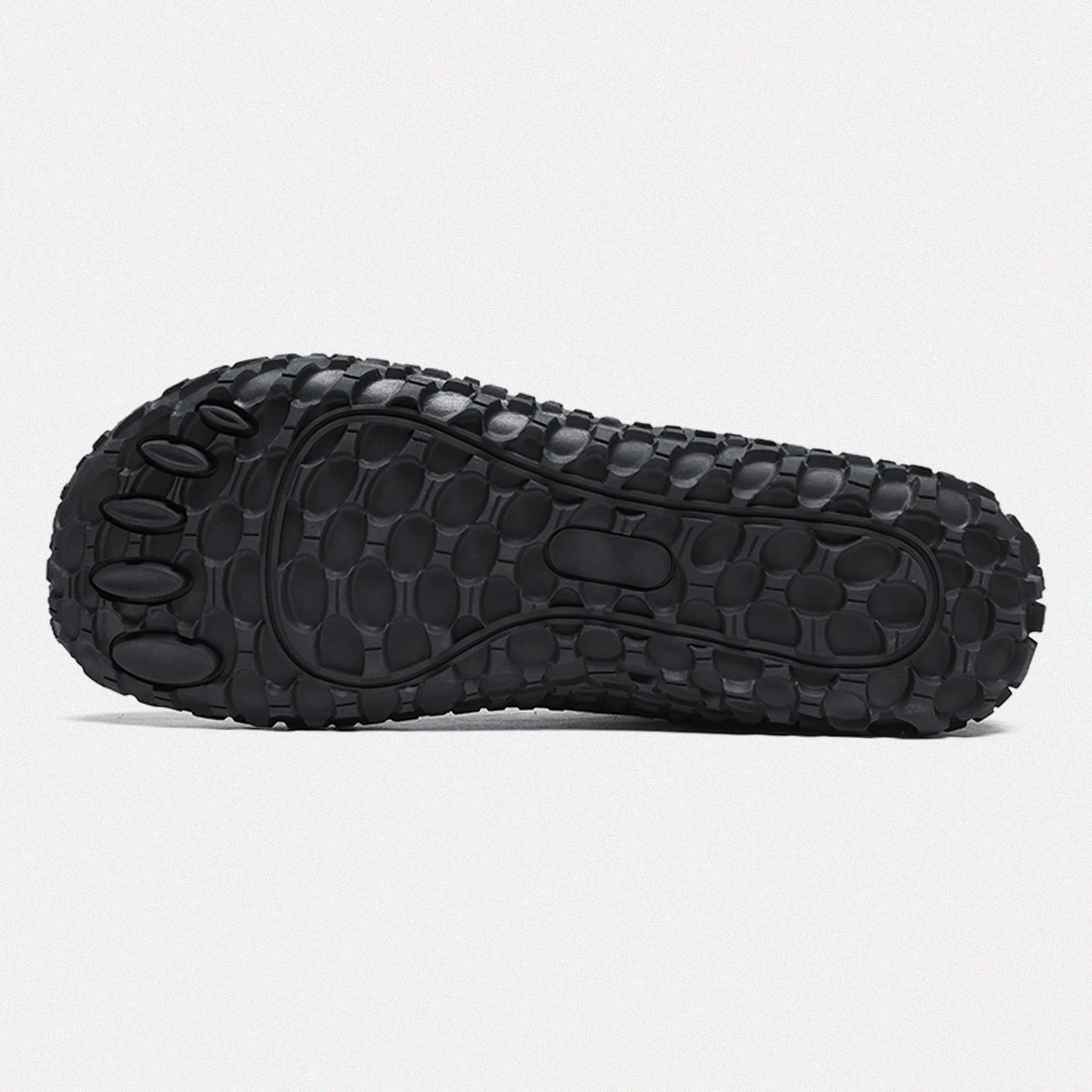Dannto black barefoot outdoor sneakers shown from the bottom