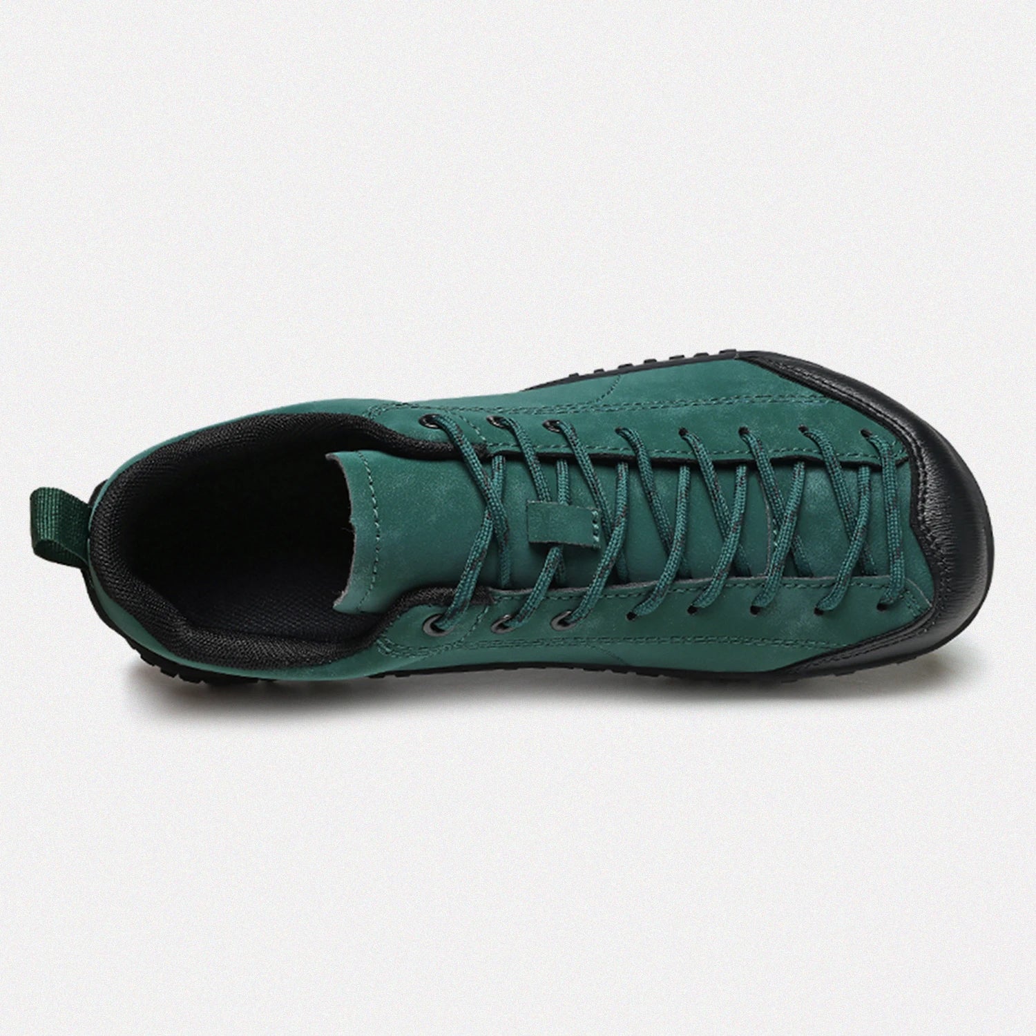 Dannto green barefoot trail shoes shown from the top