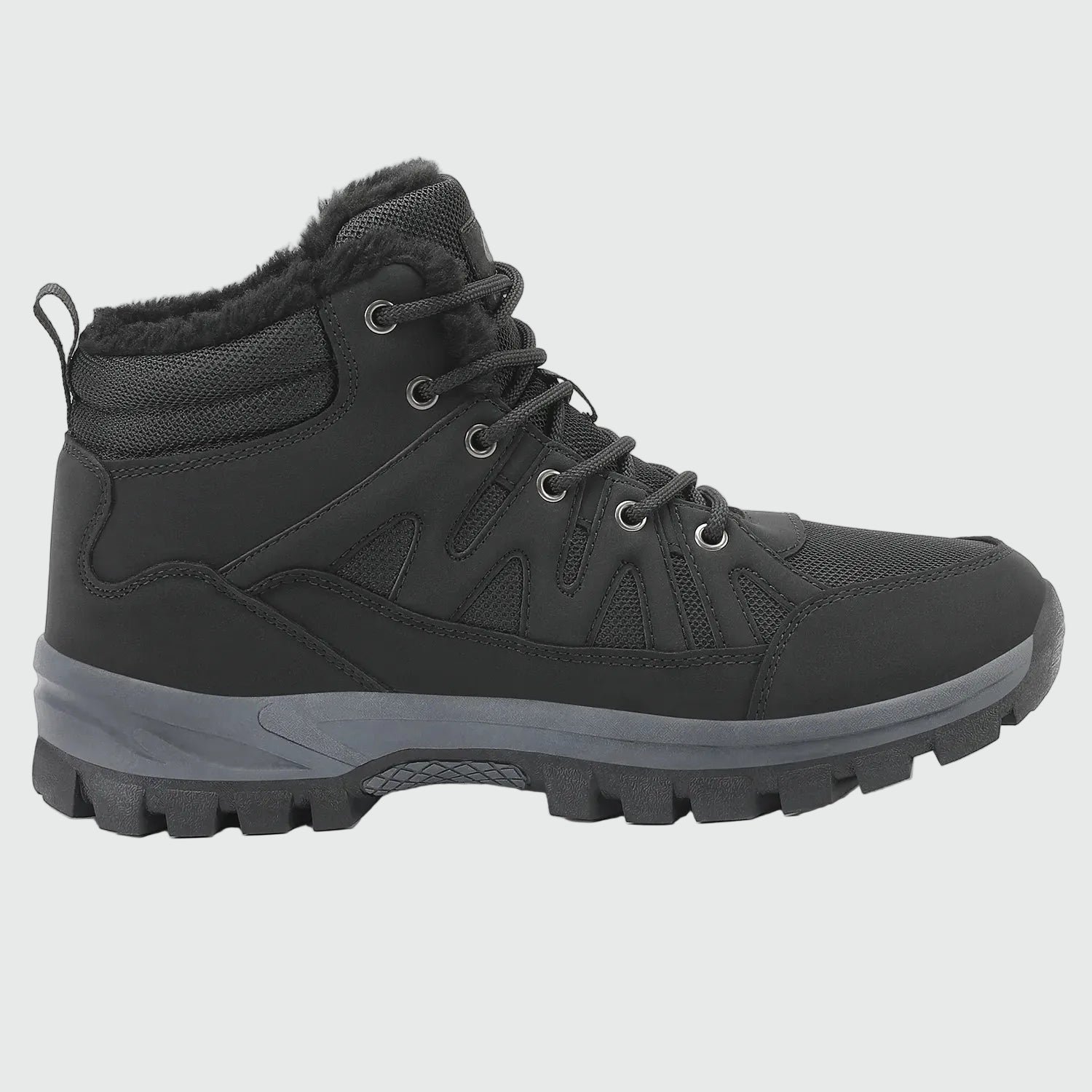 Dannto men‘s black winter snow Boots shown from the side