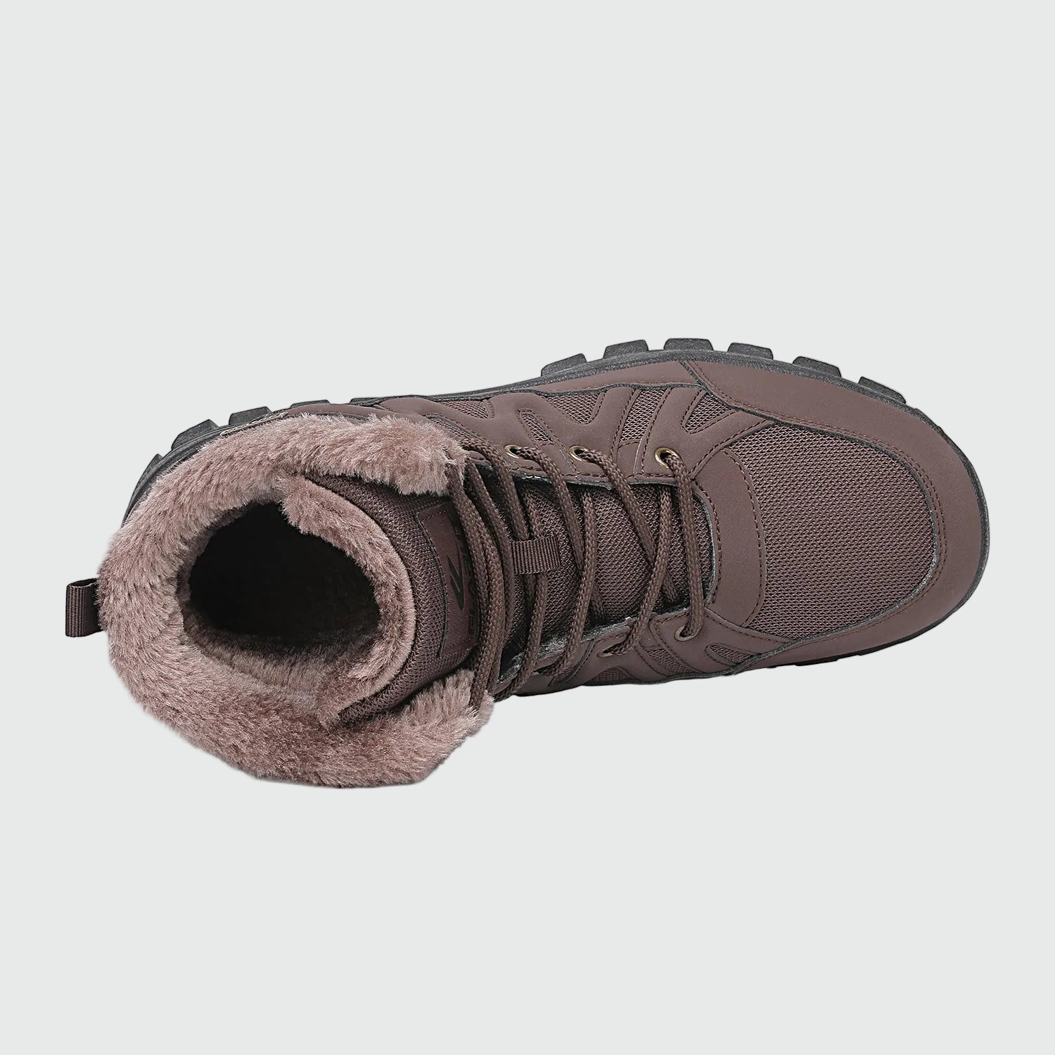 Dannto men‘s dark brown winter snow Boots shown from the top