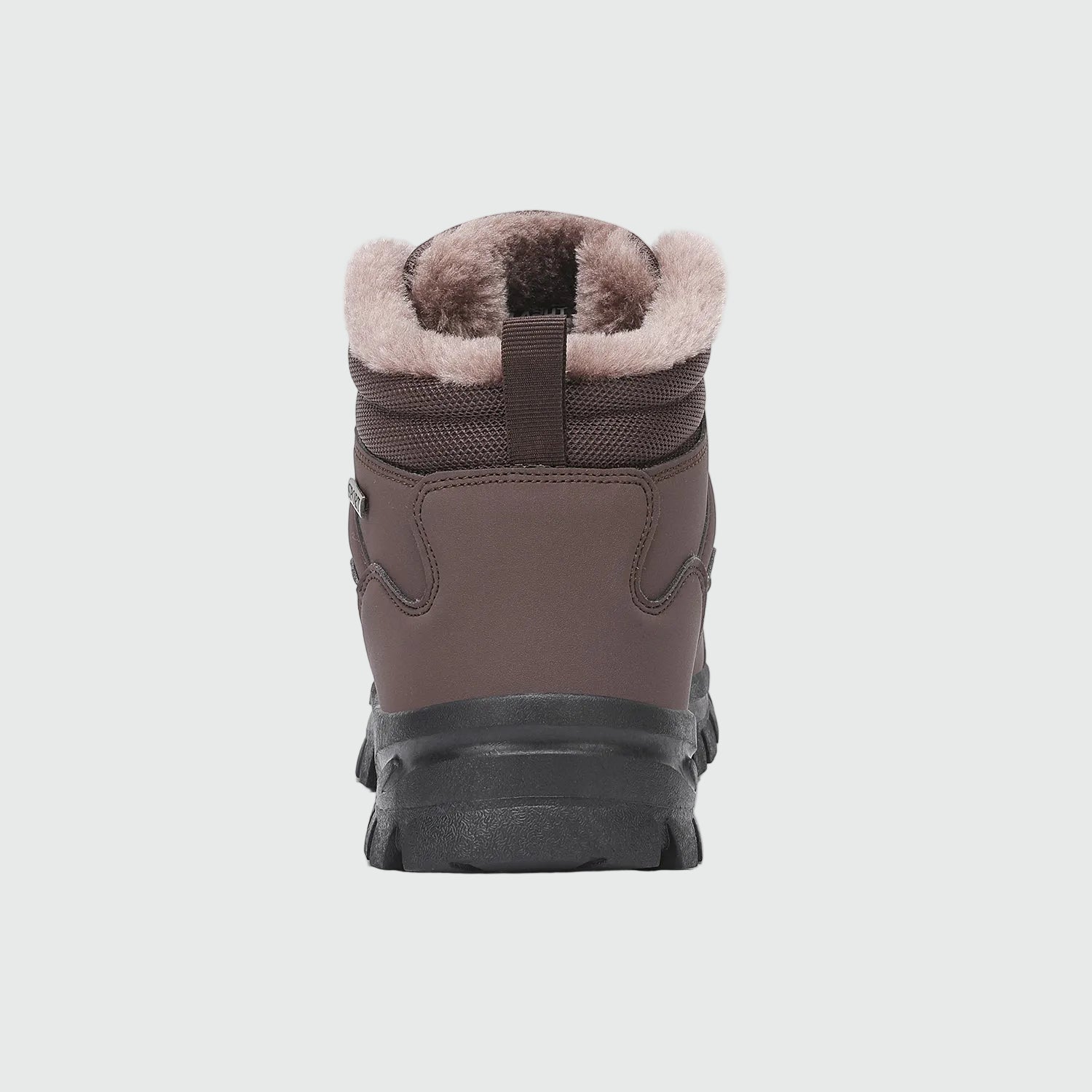 Dannto men‘s dark brown winter snow Boots shown from the back