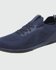 Dannto blue zero drop barefoot sneakers shown from a three quarter view