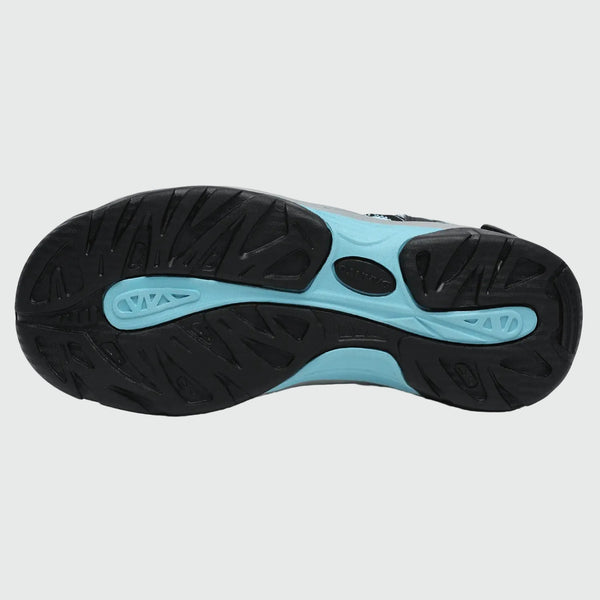 Sandalo trailport H2 da donna Dannto nero blu mostrato dal basso