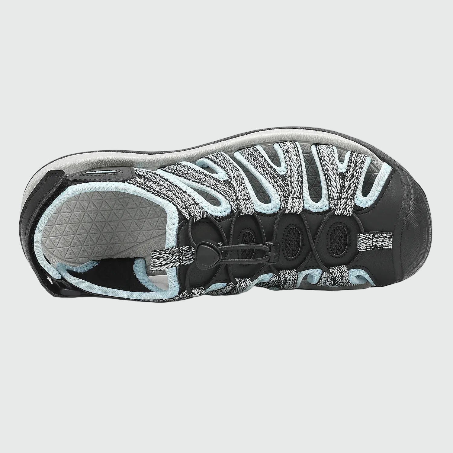 Sandali da trekking chiusi in punta da donna Dannto S2 nero blu mostrati dall'alto