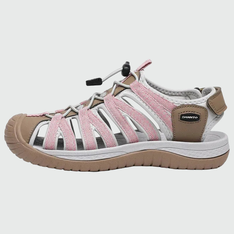 Dannto women's closed toe hiking sandals S2 khaki shown from the side