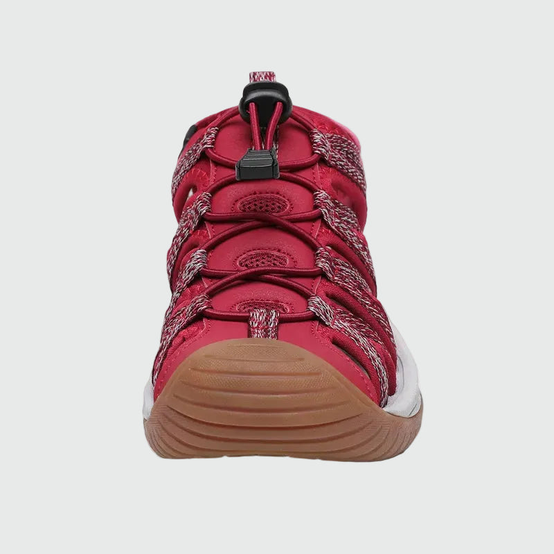 Sandali da trekking chiusi in punta da donna Dannto S2 rossi mostrati di fronte