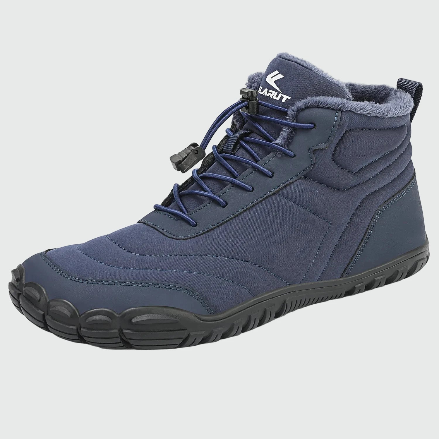 Dannto unisex‘s blue winter snow Boots shown at a side angle