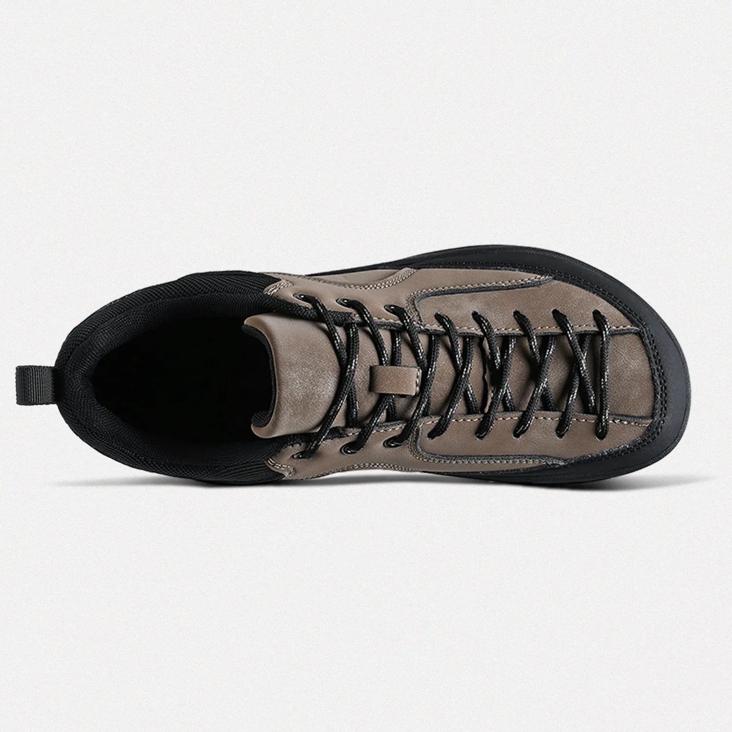 Dannto men's khaki wide toe outdoor sneakers shown from the top